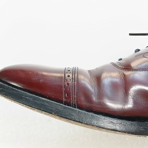 Johnston & Murphy Aristocraft Burgundy Leather Cap Toe Oxfords Mens 10 Good Cond - Picture 8 of 15
